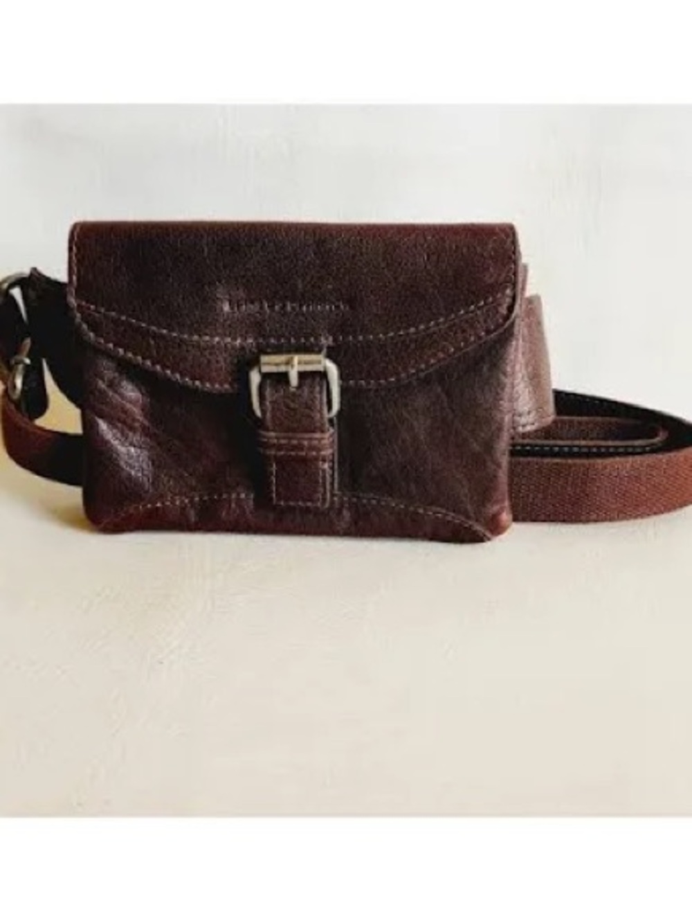 SPIKES AND SPARROW GENUIN LEATHER WAIST BAG WITH BUCKLE FANNY PACK DARK BROWN